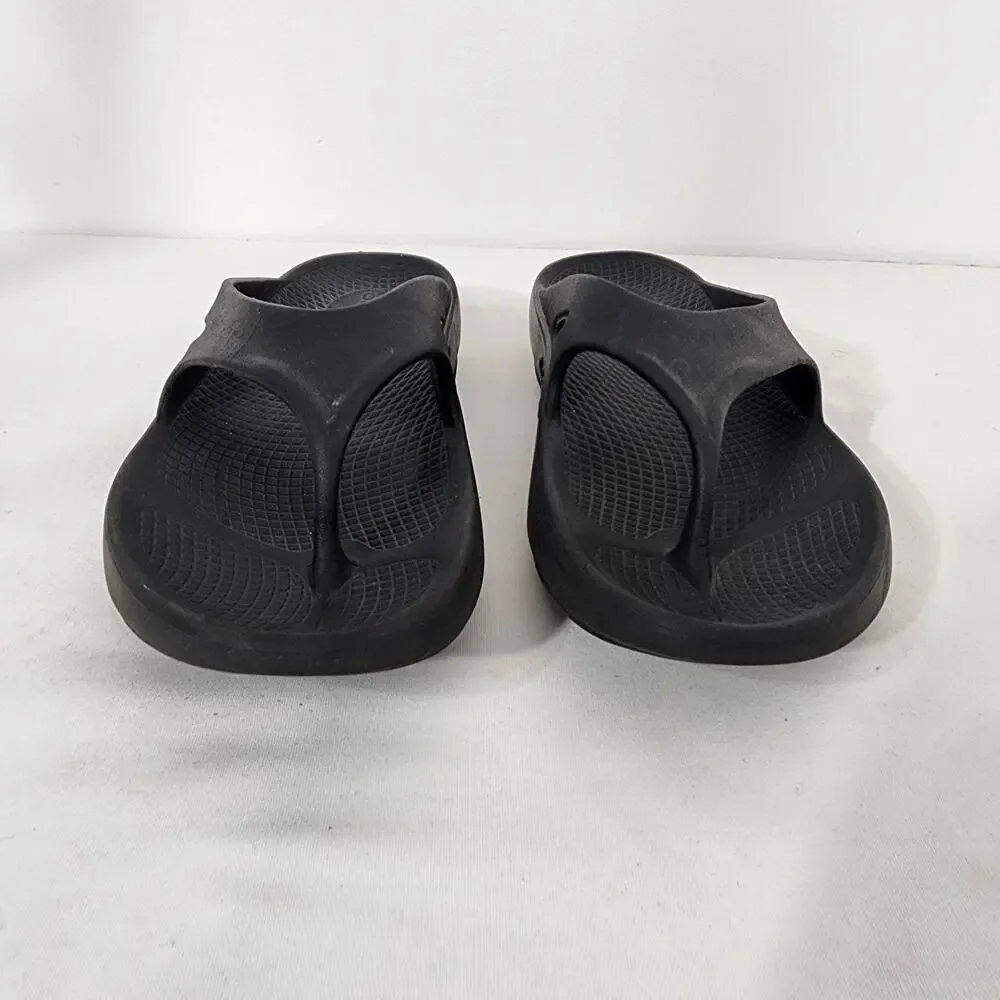 OOFOS OOriginal Unisex Black Sandal Thong Flip Flop Size M7 W9 Slide Logo Casual